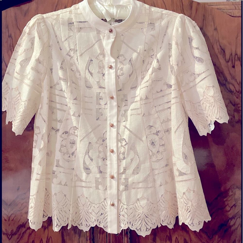 Anthropologie Cream Lace Blouse - Picture 4 of 11